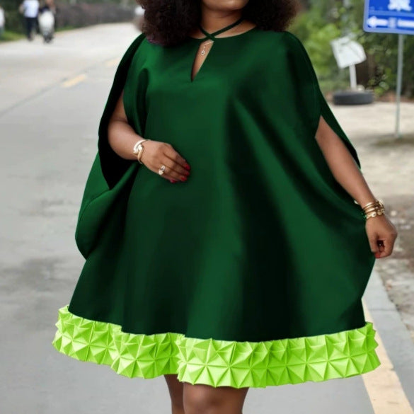 Modisches Damen-Rüschenkleid mit kurzen Ärmeln und elegantem Schnitt, vielseitig für festliches Outfit.