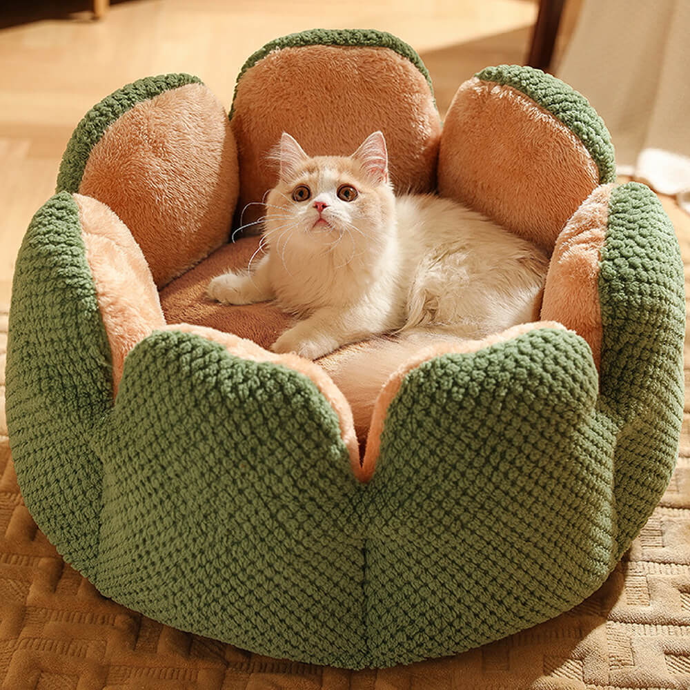 Bequemes Kaktus Katzenbett in Grün, weicher Kuschelplatz mit einzigartigem Design für Haustiere.