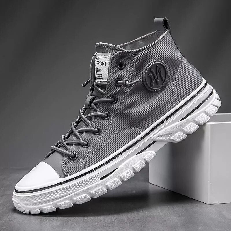 Graue Herren Urban Canvas Sneakers "Viktor", stilvoll & bequem für Streetwear & Alltag.