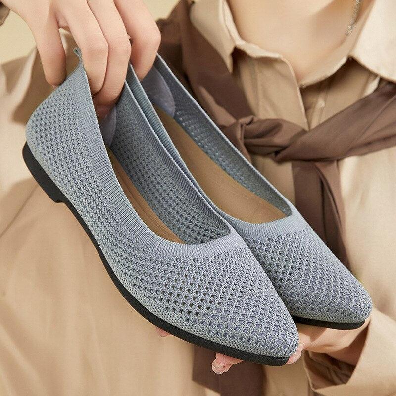 Graue orthopädische Damen Ballerinas, elegant und bequem für den Alltag.