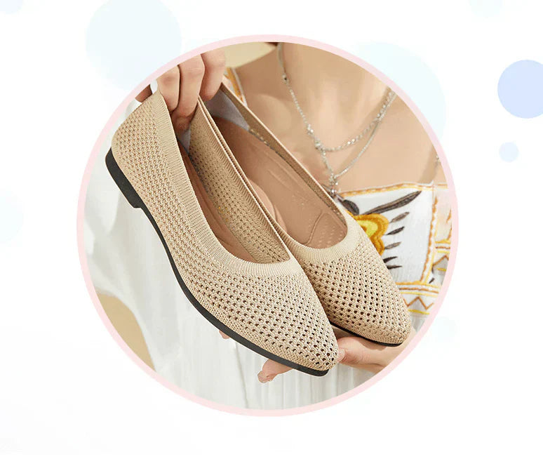 Frühlingsschuhe: Elegante graue Damen Ballerinas mit orthopädischem Fußbett.