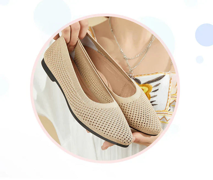 Frühlingsschuhe: Elegante graue Damen Ballerinas mit orthopädischem Fußbett.