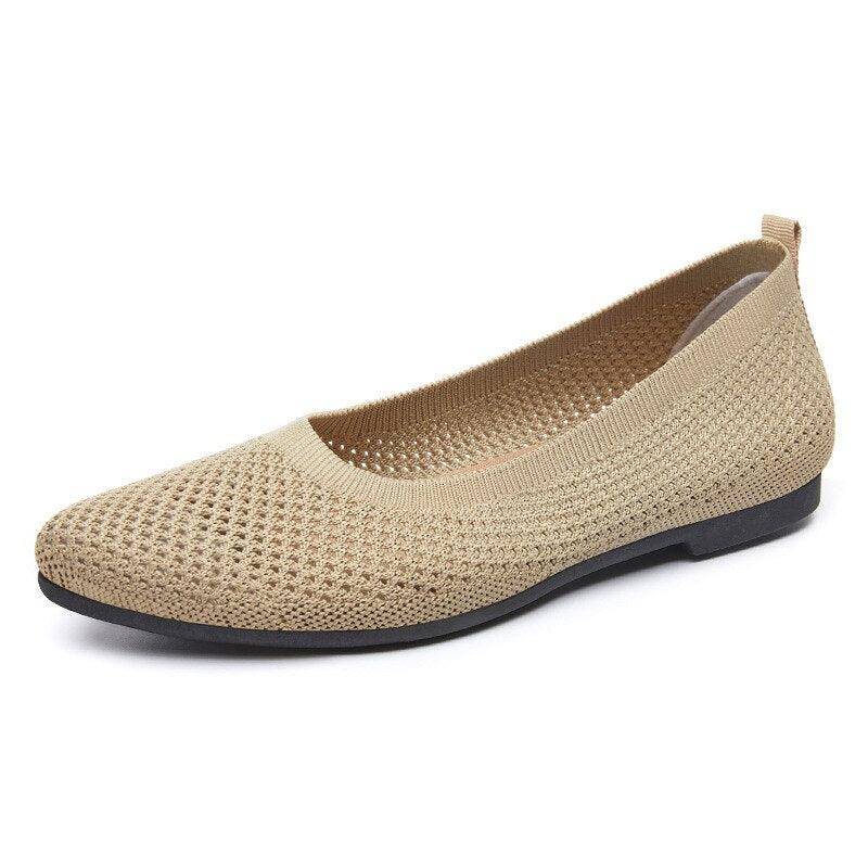 Modische graue Damen Ballerinas, flache und bequeme Schuhe für den ganzen Tag.