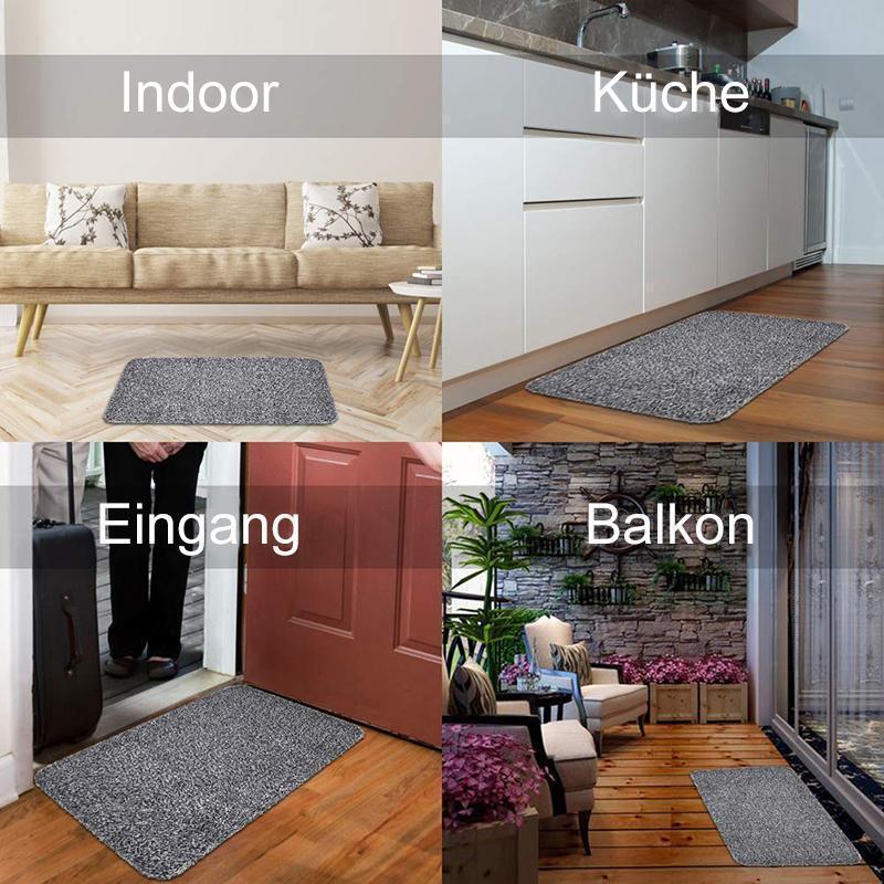 Graue Fußmatte mit starker Schmutzaufnahme, perfekt für Eingangsbereiche, hält Ihr Zuhause sauber.