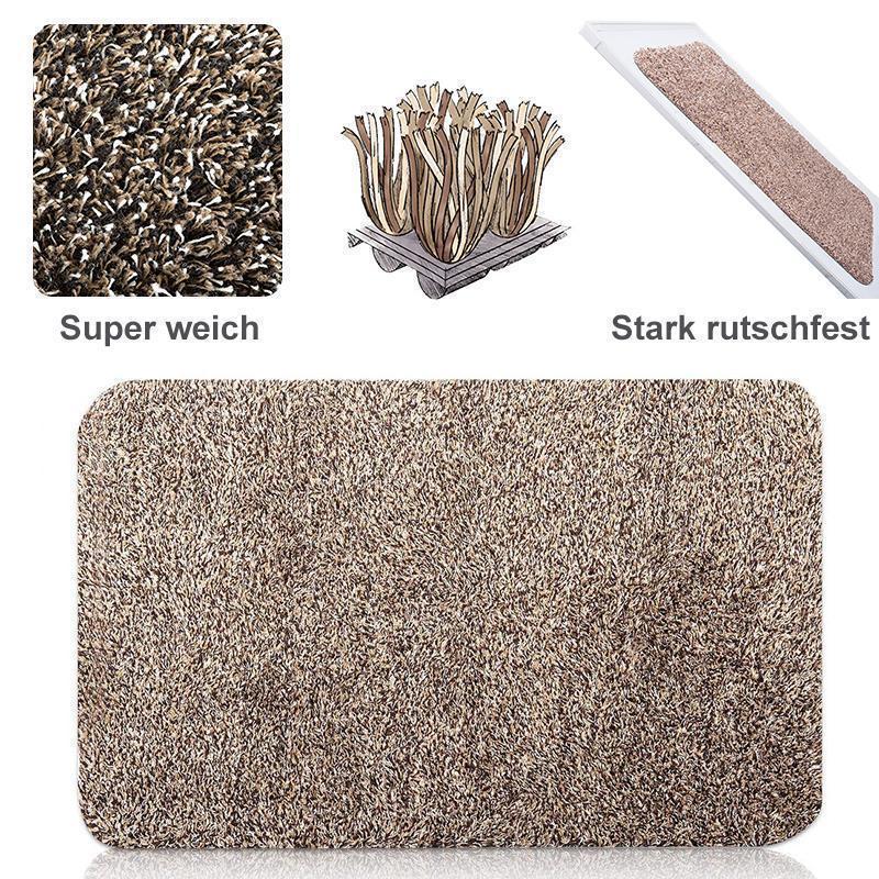 Rutschfeste Mikrofaser Fußmatte in Grau, perfekt für Haushalte mit Kindern und hohem Besucherverkehr.