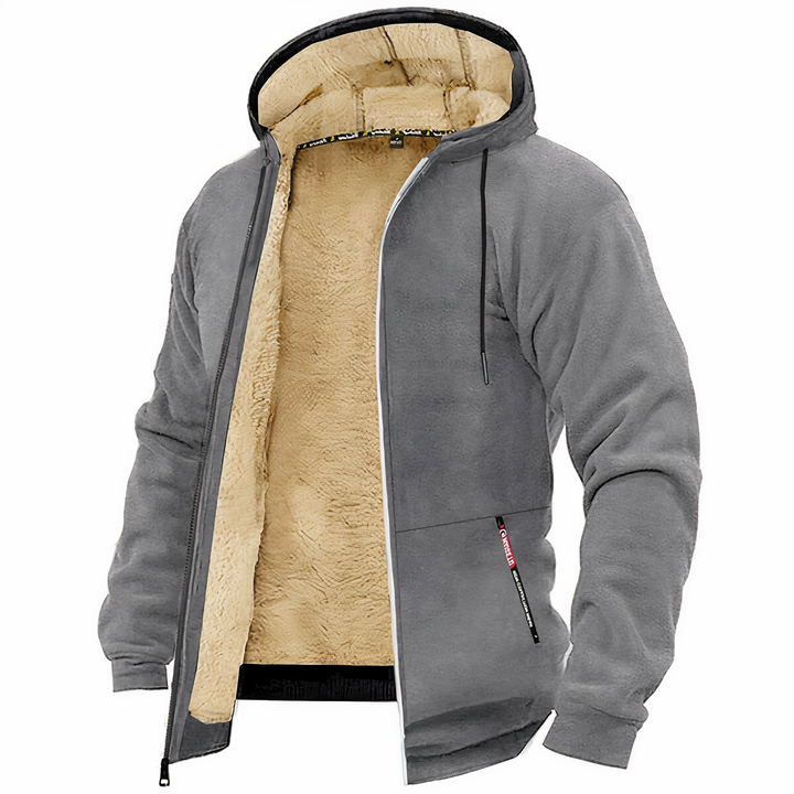 Warme Herren Fleece Winterjacke, gefüttert. Bequemer Hoodie, ideal als Winterkleidung für täglichen Gebrauch.