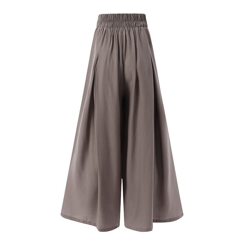 Bequeme High Waist Damen Arbeitshose mit weitem Bein, ideal für Plus Size, professioneller und eleganter Look.