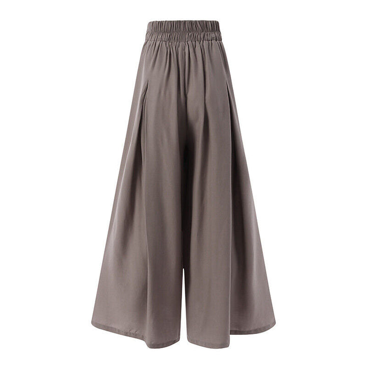 Bequeme High Waist Damen Arbeitshose mit weitem Bein, ideal für Plus Size, professioneller und eleganter Look.