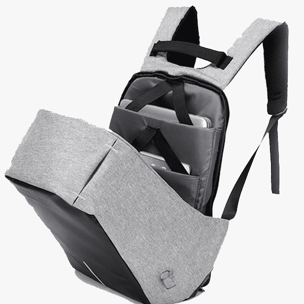 Schwarzer Anti-Diebstahl Laptop Rucksack mit USB-Ladeanschluss. Schnittfest, ideal für Büro, Uni & Reise.