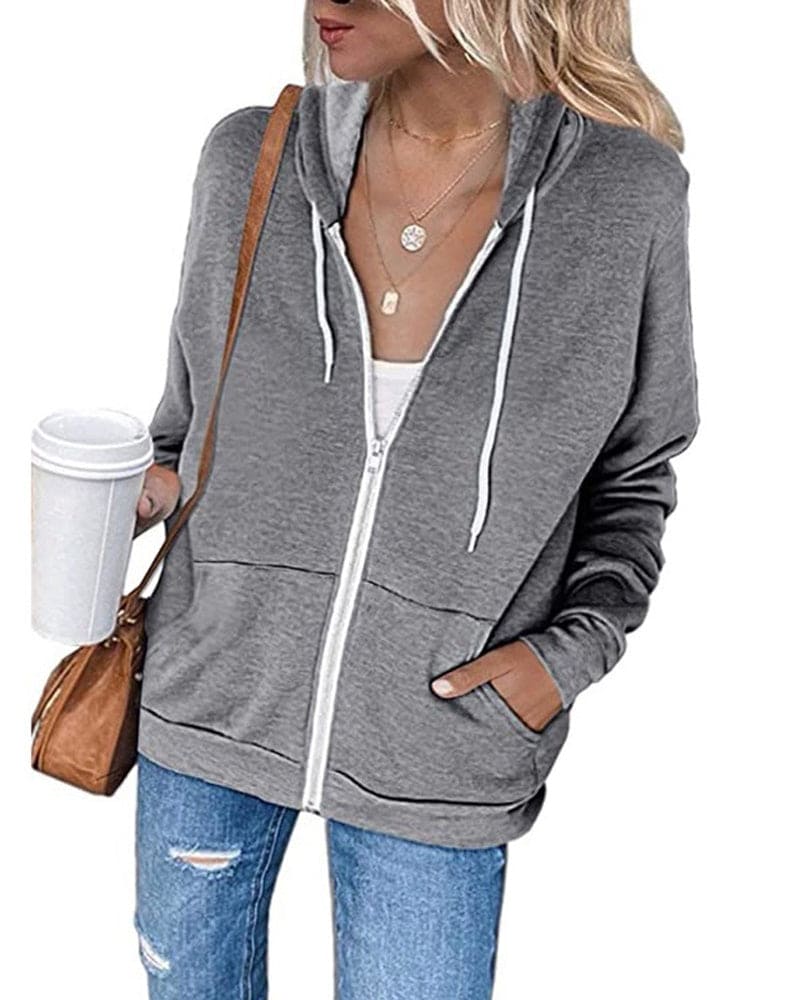 Vielseitige Frauen Freizeitjacke Mila mit Kapuze, perfekt für bequemen Alltagskomfort.