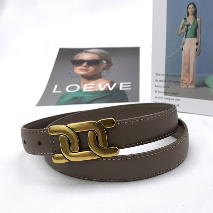 Eleganter Unisex Gürtel. Dunkles Leder, glatte goldene Schnalle. Perfekt für formelle & legere Anlässe.