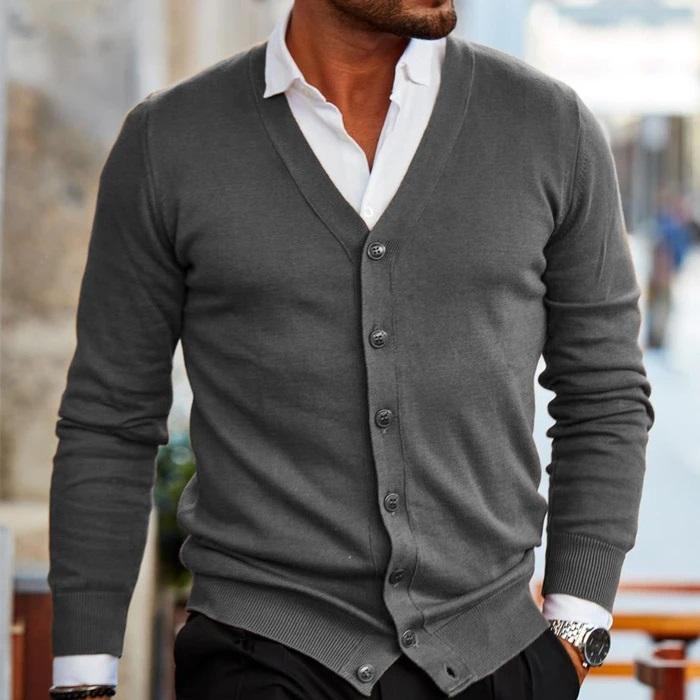 Herren Herbstmode: Modische V-Ausschnitt Weste mit Knöpfen, für einen eleganten und bequemen Style.