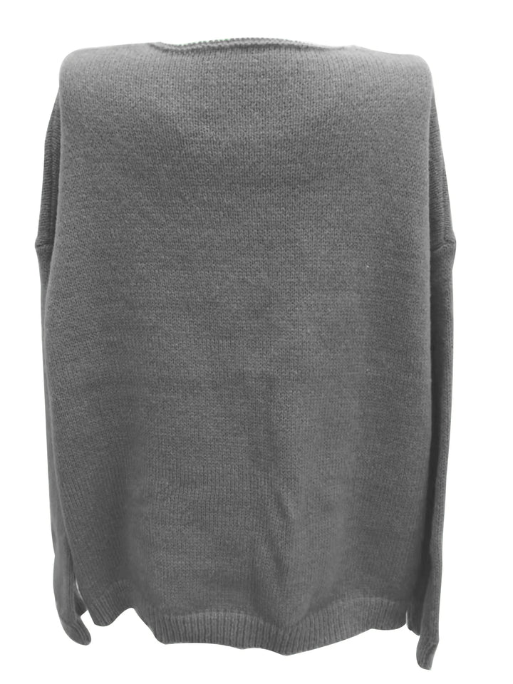 Gemütlicher Plus Size Longpullover für Damen. V-Ausschnitt ideal für Herbst & Winterlooks.