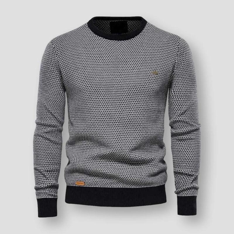 Weicher Herbst-Strickpullover für Herren in Grau. Stilvoller, bequemer Winterpullover für legere Männer-Outfits.