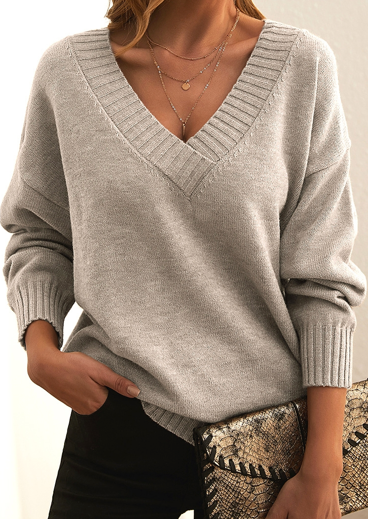 Vielseitiger Damen Strickpullover mit V-Ausschnitt, elegantes Design für Freizeit und Arbeit.