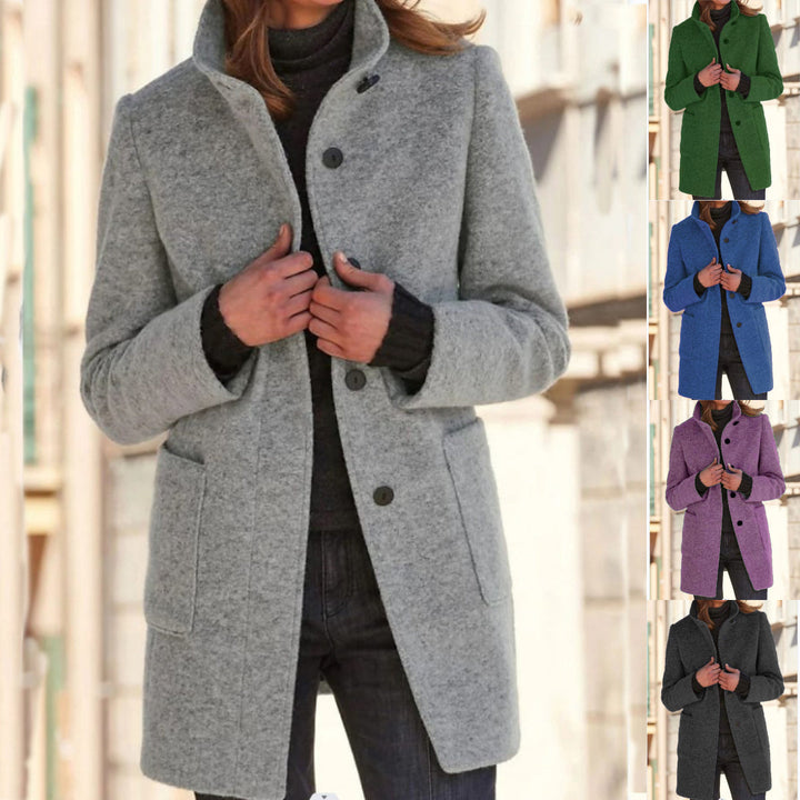 Eleganter Damenmantel mit Retro-Knopfverschluss, stilvoll & warm für Winter und Übergangszeit.