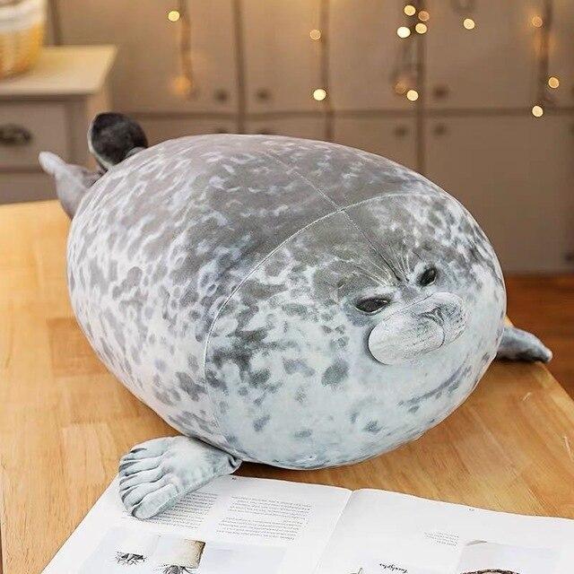 Flauschiges Seehundkissen, ein tolles Geschenk und bequemes Tierkissen für Kinder und Erwachsene.