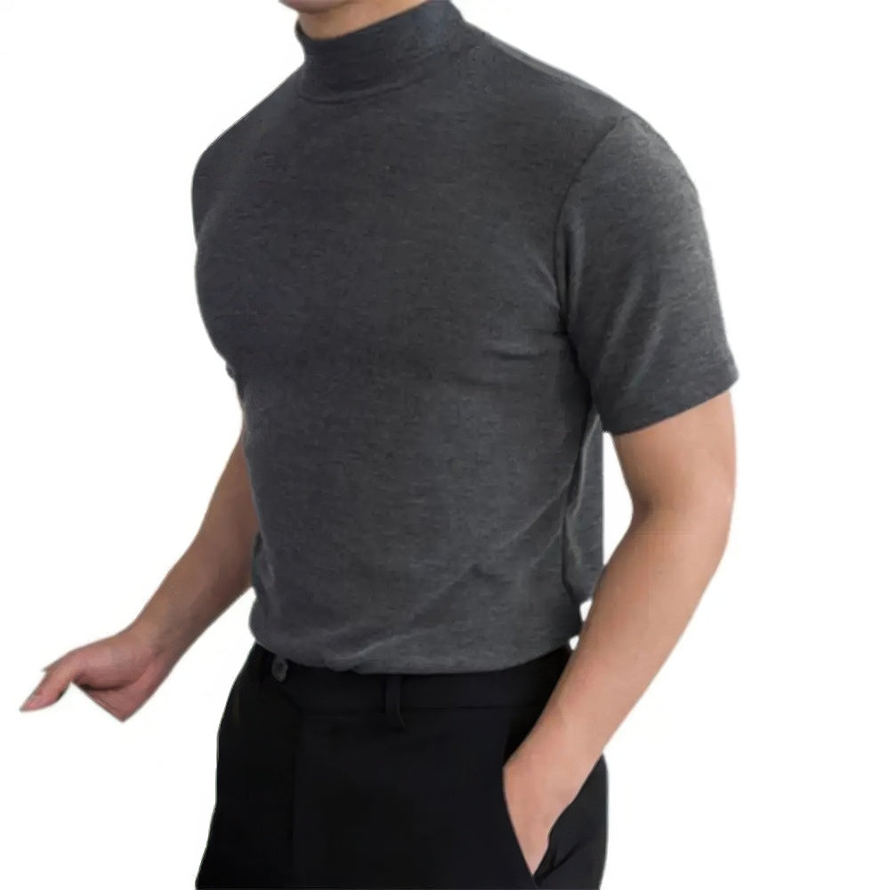 Elegantes Herren Rollkragenshirt Kurzarm in Schwarz, atmungsaktiv. Modernes Design für Business & Freizeitlooks.