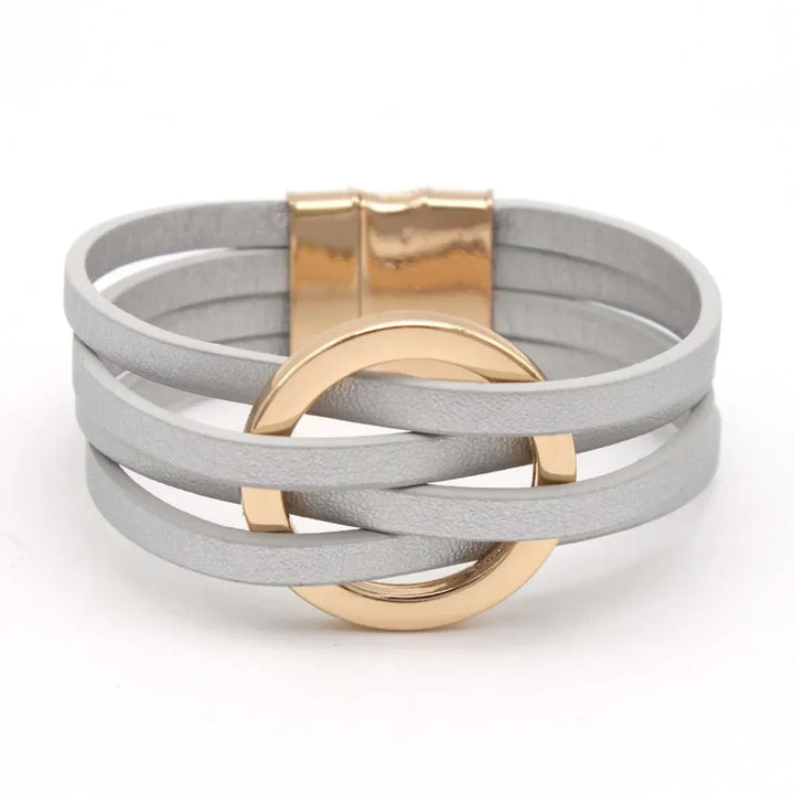 Statement Wickelarmband aus mehrschichtigem Leder, unisex. Geschenkidee für Damen & Herren. Casual & elegant.