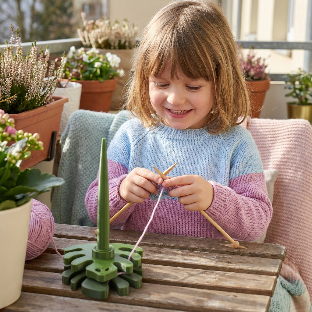Hochwertiger Garnhalter mit Blumen Design für Stricken & Häkeln, langlebiger Handarbeitshelfer.