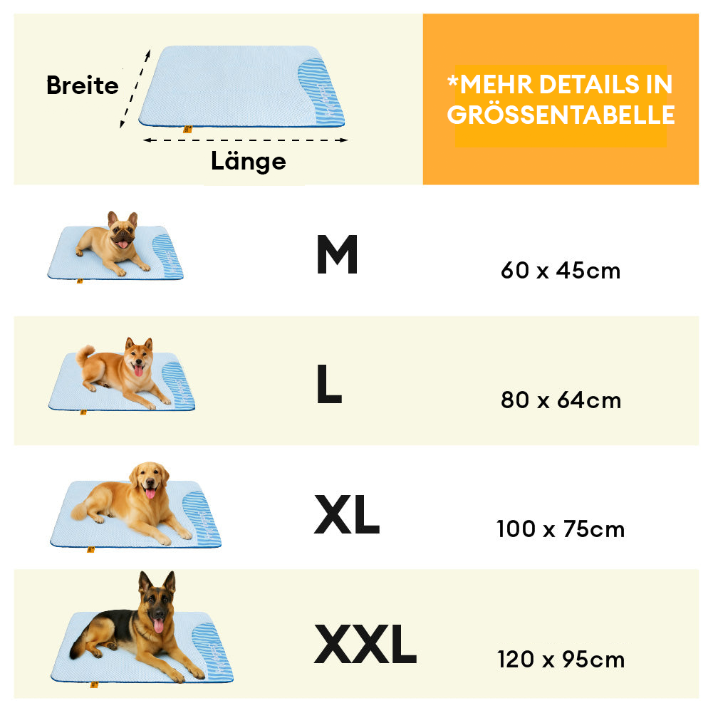 Rutschfester Schlafplatz: Große Hundematte mit Kühlfunktion. Waschbar und langlebig.