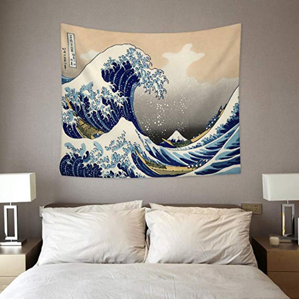Kanagawa Wandbehang aus Polyester, detailreicher Kunstdruck der Großen Welle Hokusais, japanisches Wohnaccessoire.