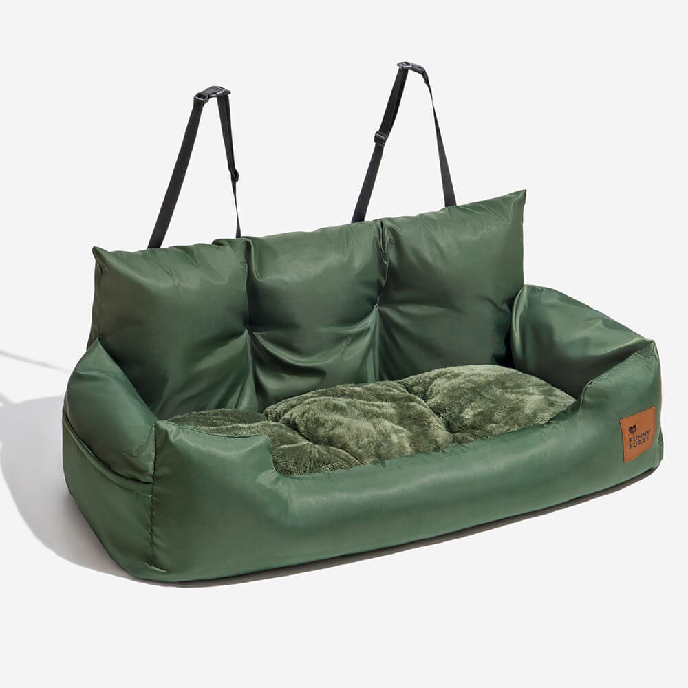 Hundeautositz mit abnehmbarer und waschbarer Auflage für Hygiene.