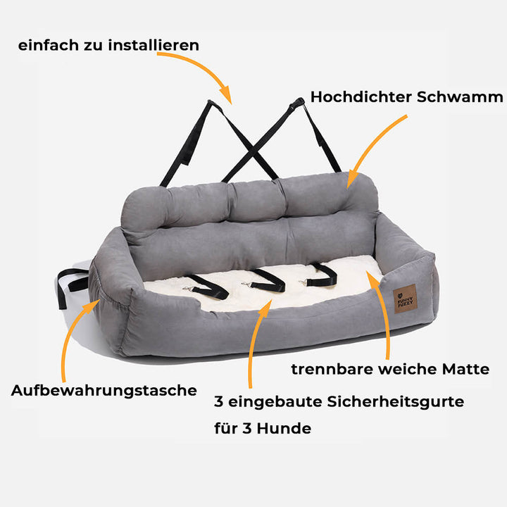 Hundeautositz "Komfort XXL" mit stabiler Konstruktion für optimale Sicherheit im Fahrzeug.
