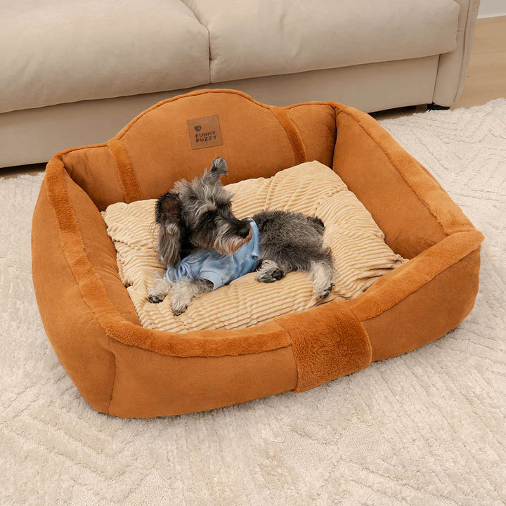 Entspannendes Hundebett: großes Vintage-Sofa, kuschelig, waschbar und für guten Schlaf.