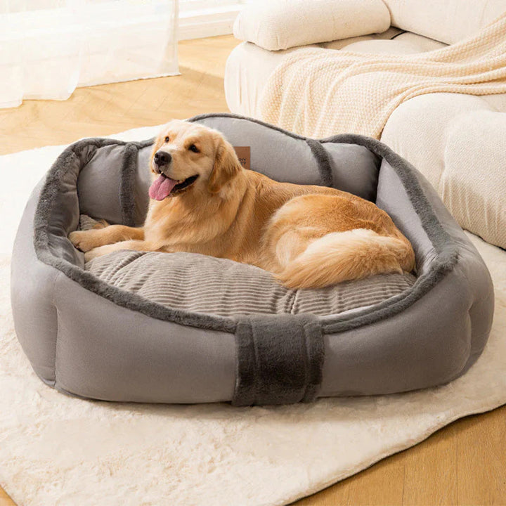 Orthopädisches Kuschelsofa für große Hunde, Vintage-Stil, für gesunden und tiefen Schlaf.