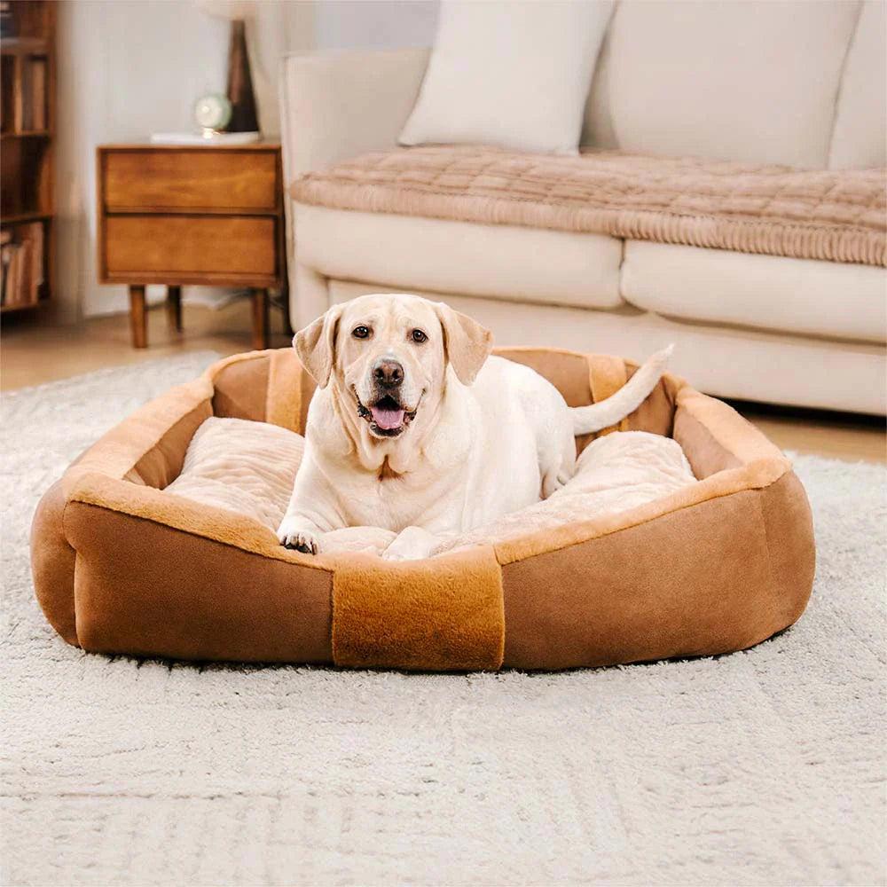 Gemütliches Vintage-Haustierbett, großes Sofa für Hunde, waschbar und beruhigend.
