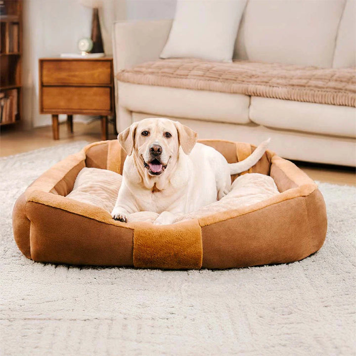 Gemütliches Vintage-Haustierbett, großes Sofa für Hunde, waschbar und beruhigend.