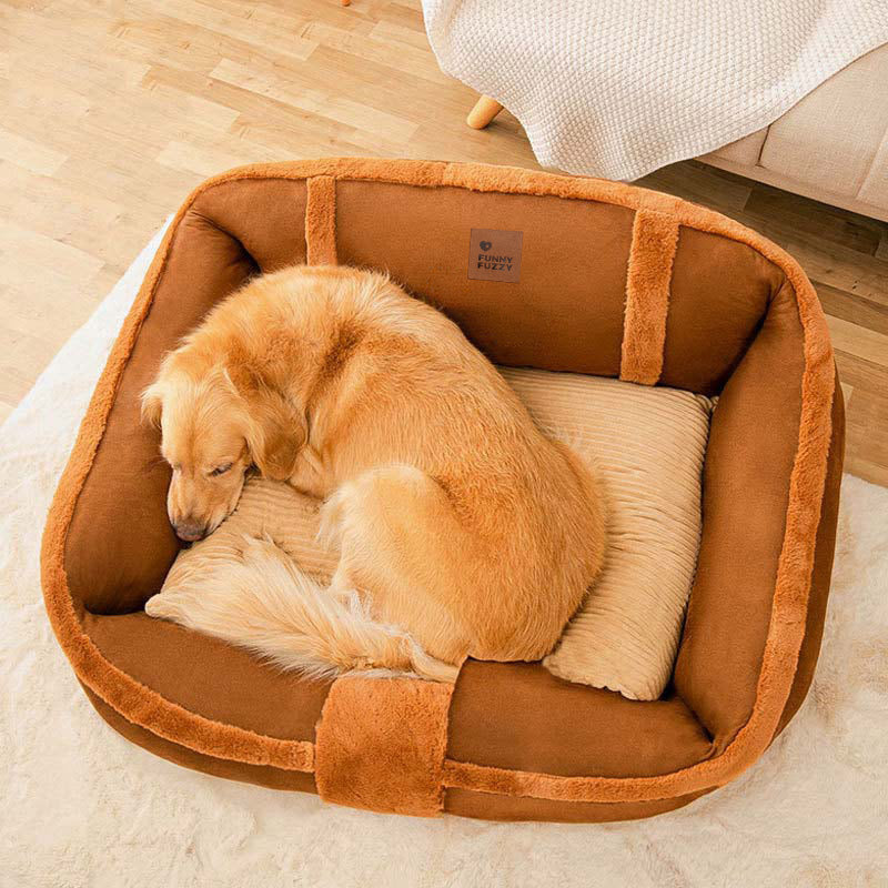 Großes, beruhigendes Hundebett im Vintage-Sofa-Stil, orthopädisch und sehr komfortabel.