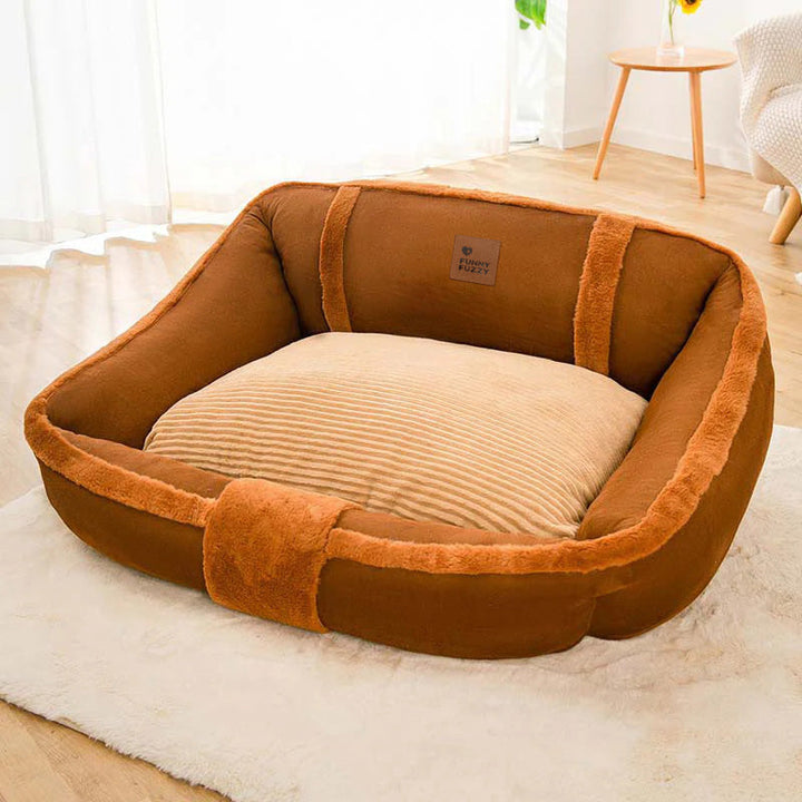 Orthopädisches Vintage-Sofa-Hundebett, groß, gemütlich und rutschfest für sicheren Schlaf.
