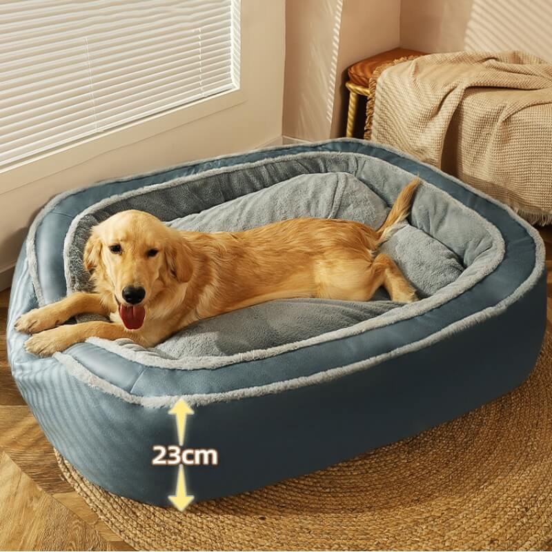 Gelenkschonendes Hundebett in Übergröße für Tiefschlaf; kuschelig weich, warm & orthopädisch wirkend.