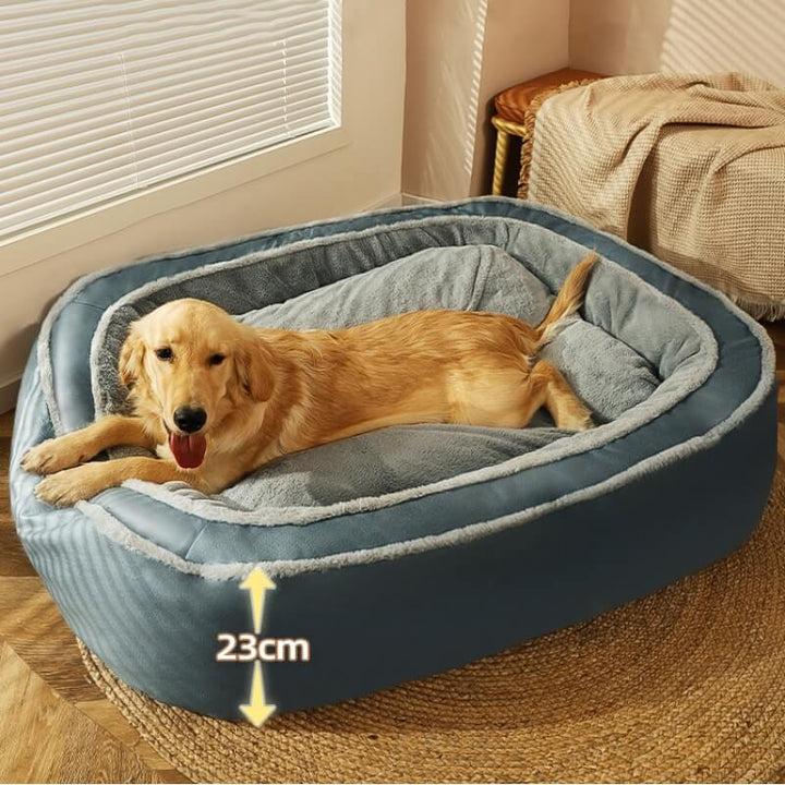 Gelenkschonendes Hundebett in Übergröße für Tiefschlaf; kuschelig weich, warm & orthopädisch wirkend.