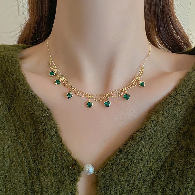 Glänzende Damen Herz-Halskette, vielseitiger Damenschmuck als Symbol für Liebe, Freundschaft und Zuneigung.