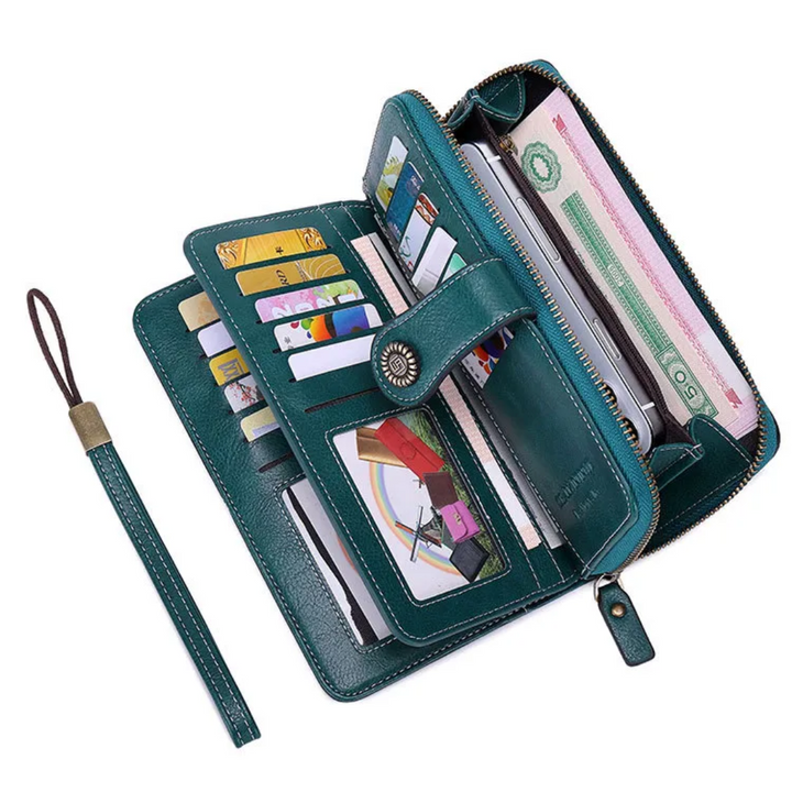 Hochwertige Handgelenk Tasche für Frauen mit RFID-Blocker.