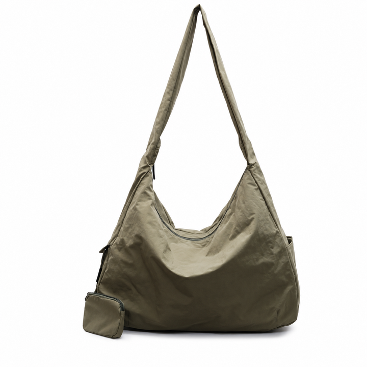 Schwarze Damen Crossbody Tasche, groß, mit Reißverschluss & praktischer Außentasche. Ideal für Alltag.