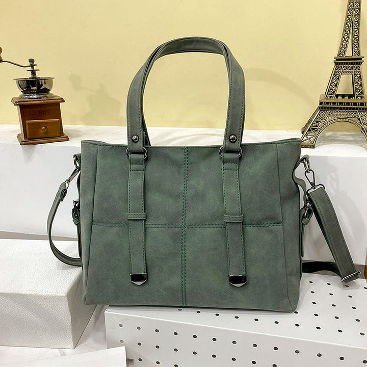 Klassische schwarze Damen Umhängetasche, große Schultertasche mit stilvollem Retro-Design.