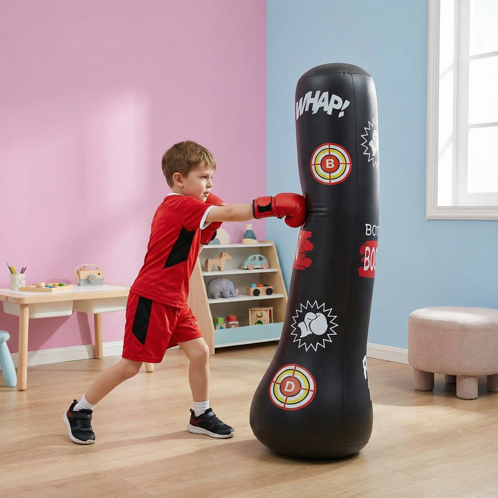 Aufblasbarer Kinder-Boxsack zum Energieabbau & Koordinationstraining. Perfekt als Indoor- & Outdoor-Sportspielzeug.
