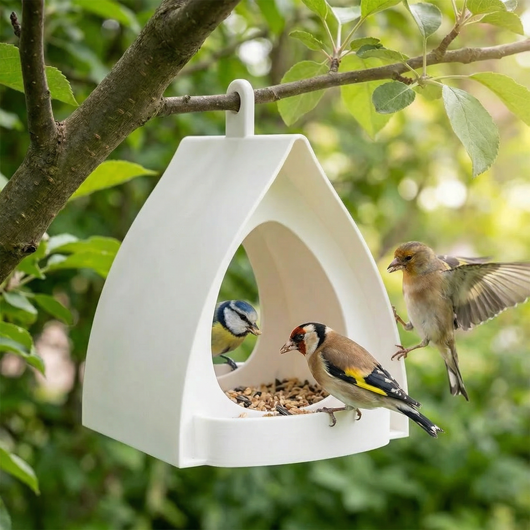 Hängendes Vogel-Futterhaus mit großer Kapazität für Wildvögel in Garten und auf dem Balkon.