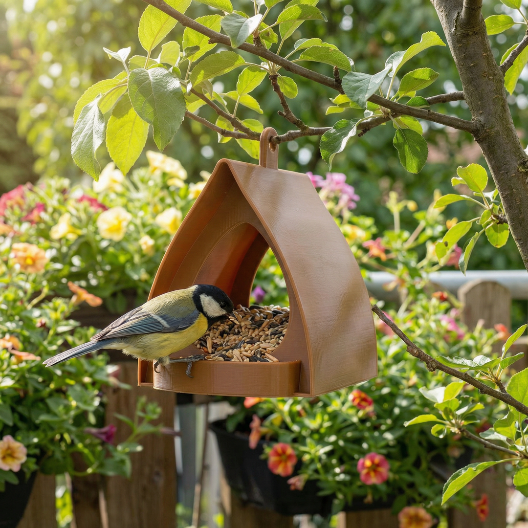 Vogeltreffpunkt: Hängendes Vogelfutterhaus mit großer Kapazität, wetterfest, für Garten und Balkon.