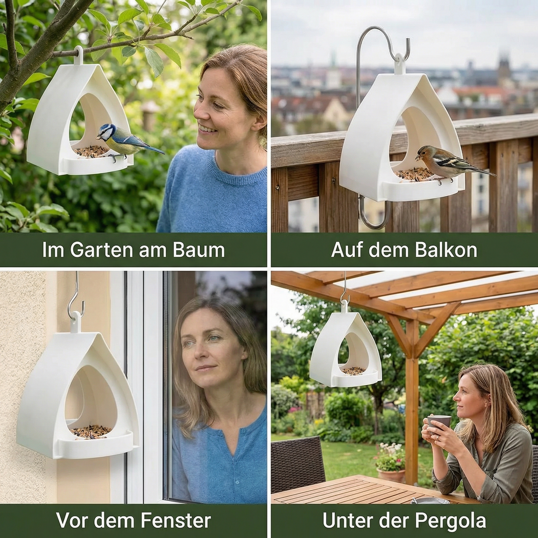 Wetterfestes hängendes Vogel-Futterhaus, lockt Wildvögel an, perfekt für Garten und Balkon.