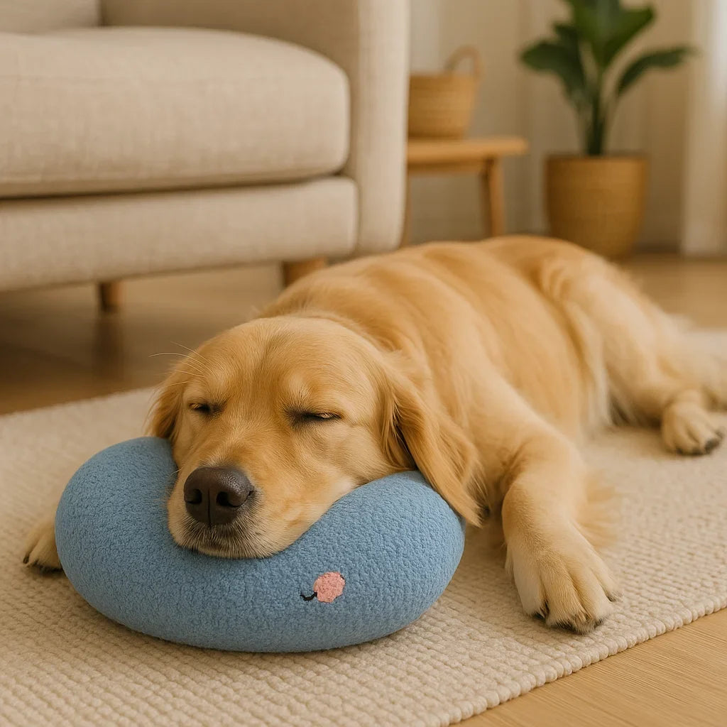 Blick auf das strapazierfähige orthopädische Hundebett. Robustes Material, langlebiger Komfort für Haustiere.