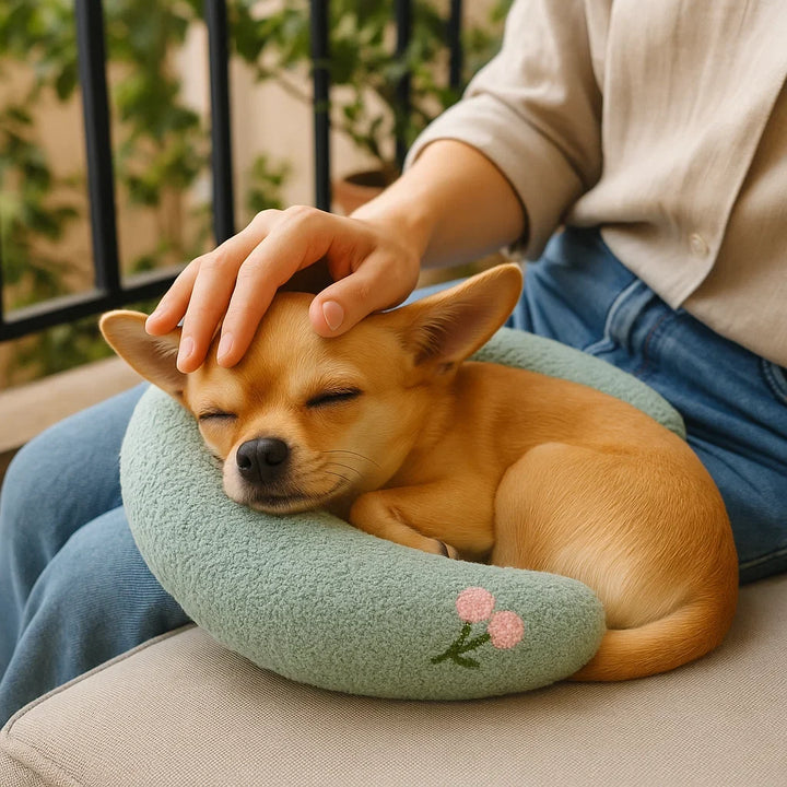 Gemütliches orthopädisches Hundebett im Wohnzimmer. Hochwertiger Tierbedarf für gesunden Schlaf & Entspannung.