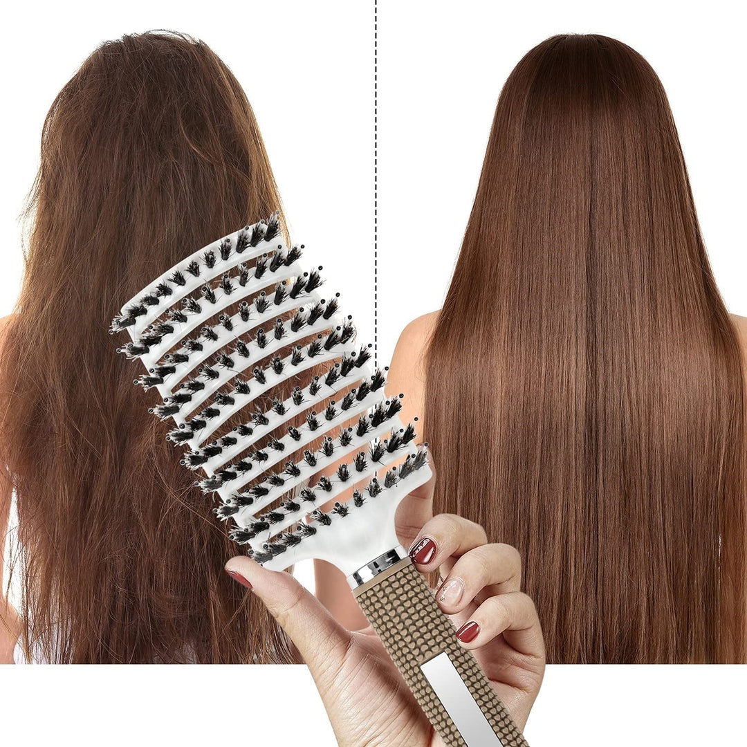 Innovativ geformte Anti-Tangle Haarbürste für glattes, knotenfreies Haar, nass & trocken, alle Haartypen.