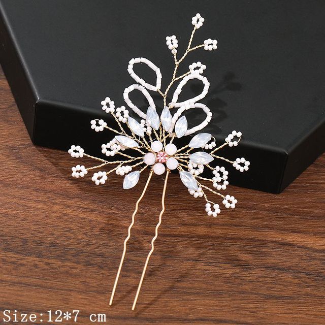 Damen Braut Haarnadeln mit Perlen & Strassblumen, eleganter Haarschmuck für Hochzeiten & festliche Anlässe.