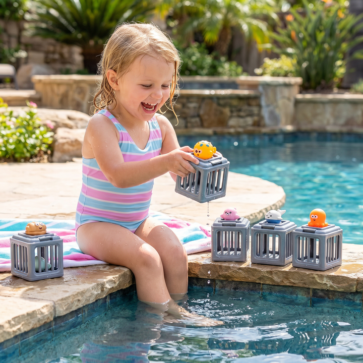 Tauchspielzeug-Set für Kinder: Bunte Ringe & Figuren für Unterwasser-Abenteuer im Pool, fördert Schwimmfähigkeiten.
