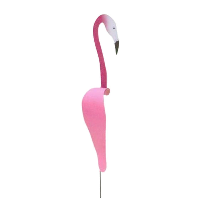 Künstlerische Flamingo Gartenfigur aus Aluminium, als funktionaler Windanzeiger & Dekoration.